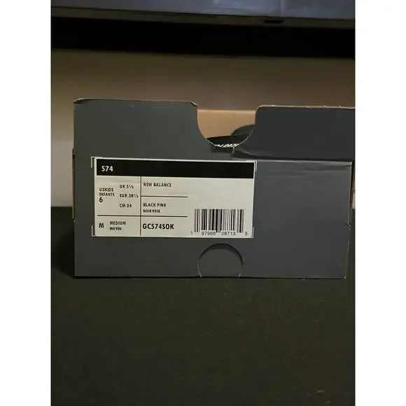 New Balance 574 Black Pink / Size 6Y (7.5W) / Brand New - Picture 7 of 9